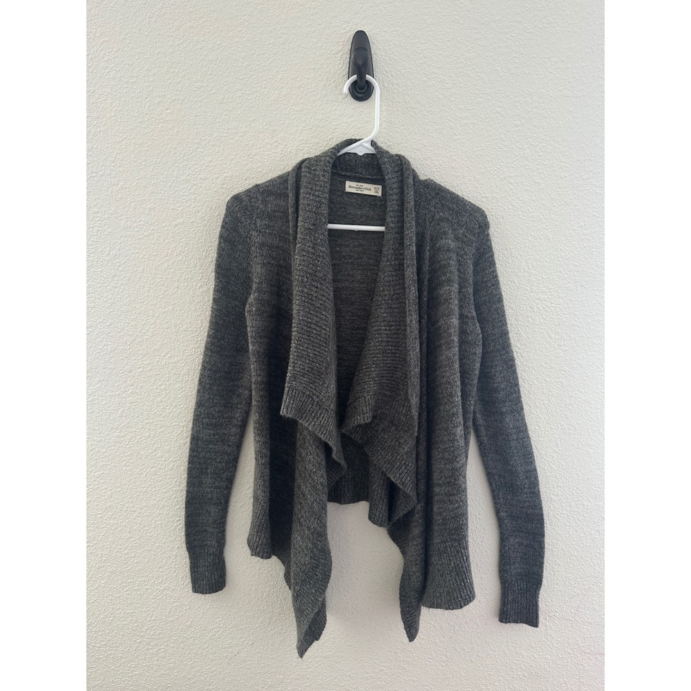 Abercrombie & Fitch Cardigan XS/S Grey Open Front Draped Wool Blend Sweater Y2K
